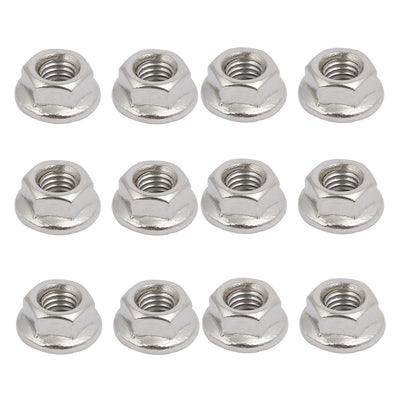 Harfington Uxcell 12pcs M6x1mm Pitch Metric Thread 304 Stainless Steel Left Hand Hex Flange Nut
