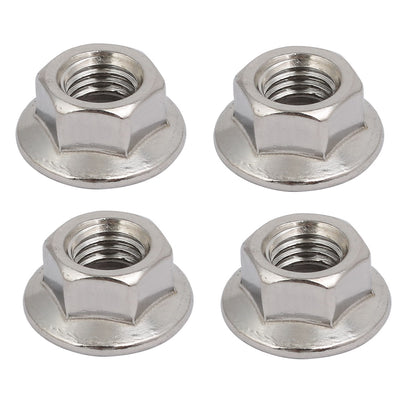 Harfington Uxcell 4pcs M10x1.5mm Pitch Metric Thread 304 Stainless Steel Left Hand Hex Flange Nut