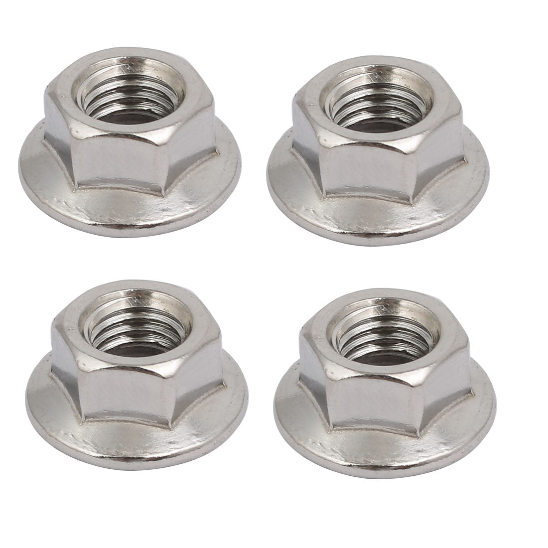 uxcell Uxcell 4pcs M12x1.75mm Pitch Metric Thread 304 Stainless Steel Left Hand Hex Flange Nut