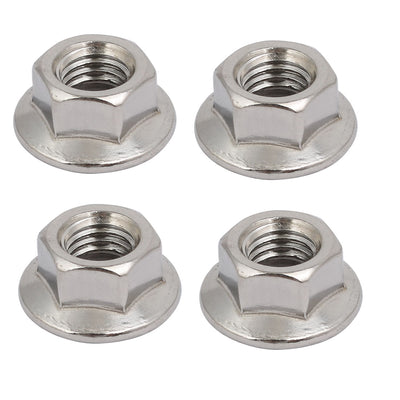 Harfington Uxcell 4pcs M12x1.75mm Pitch Metric Thread 304 Stainless Steel Left Hand Hex Flange Nut