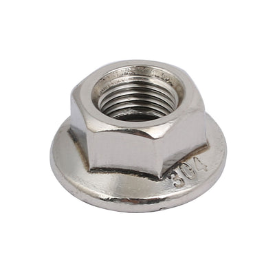 Harfington Uxcell 8pcs M10 x 1mm Pitch Metric Fine Thread 304 Stainless Steel Hex Flange Nut
