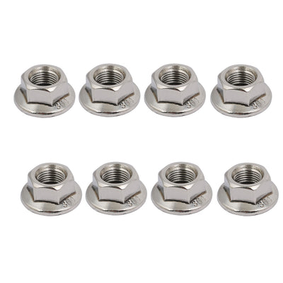 Harfington Uxcell 8pcs M10 x 1mm Pitch Metric Fine Thread 304 Stainless Steel Hex Flange Nut