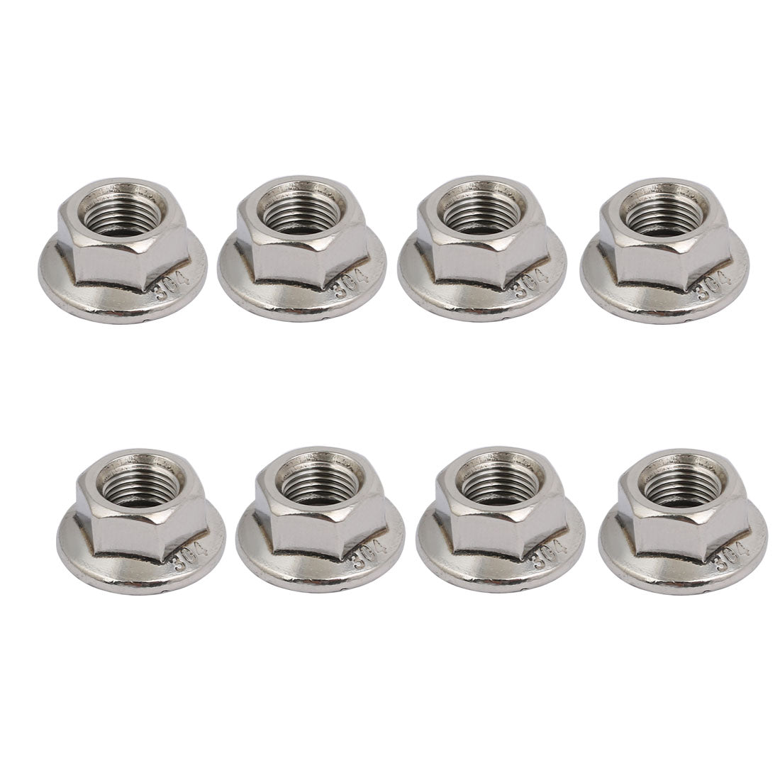 uxcell Uxcell 8pcs M10 x 1mm Pitch Metric Fine Thread 304 Stainless Steel Hex Flange Nut