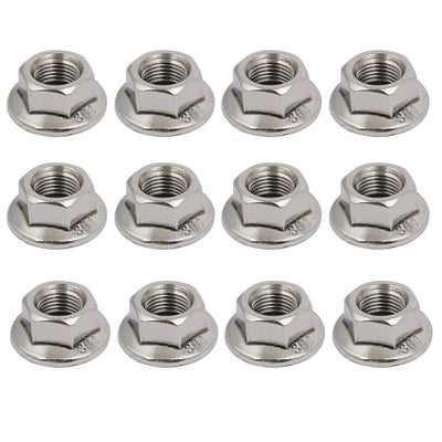 Harfington Uxcell 12pcs M10 x 1.5mm Pitch Metric Fine Thread 304 Stainless Steel Hex Flange Nut