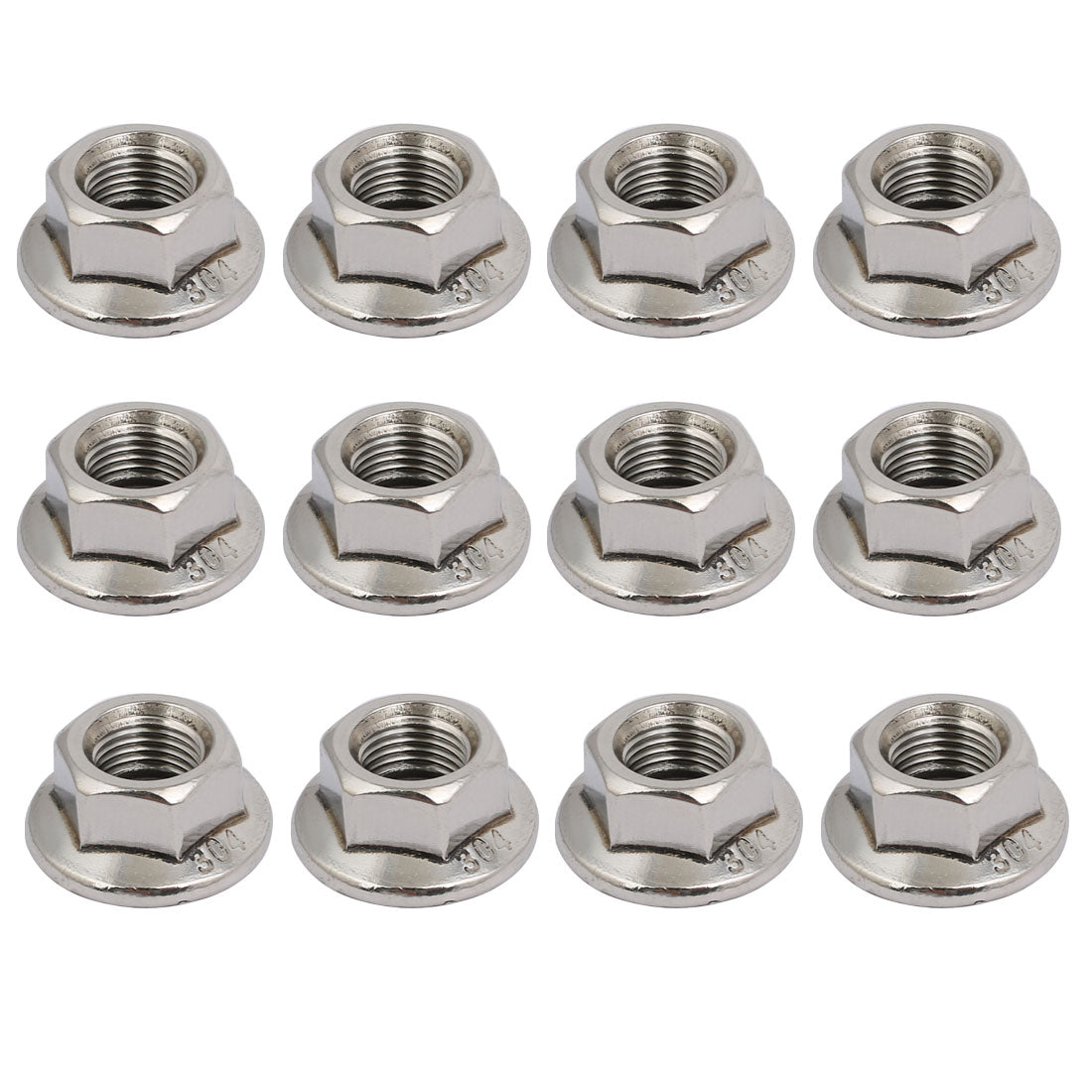 uxcell Uxcell 12pcs M10 x 1.5mm Pitch Metric Fine Thread 304 Stainless Steel Hex Flange Nut