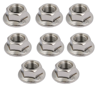 Harfington Uxcell 8pcs M10 x 1.25mm Pitch Metric Fine Thread 304 Stainless Steel Hex Flange Nut
