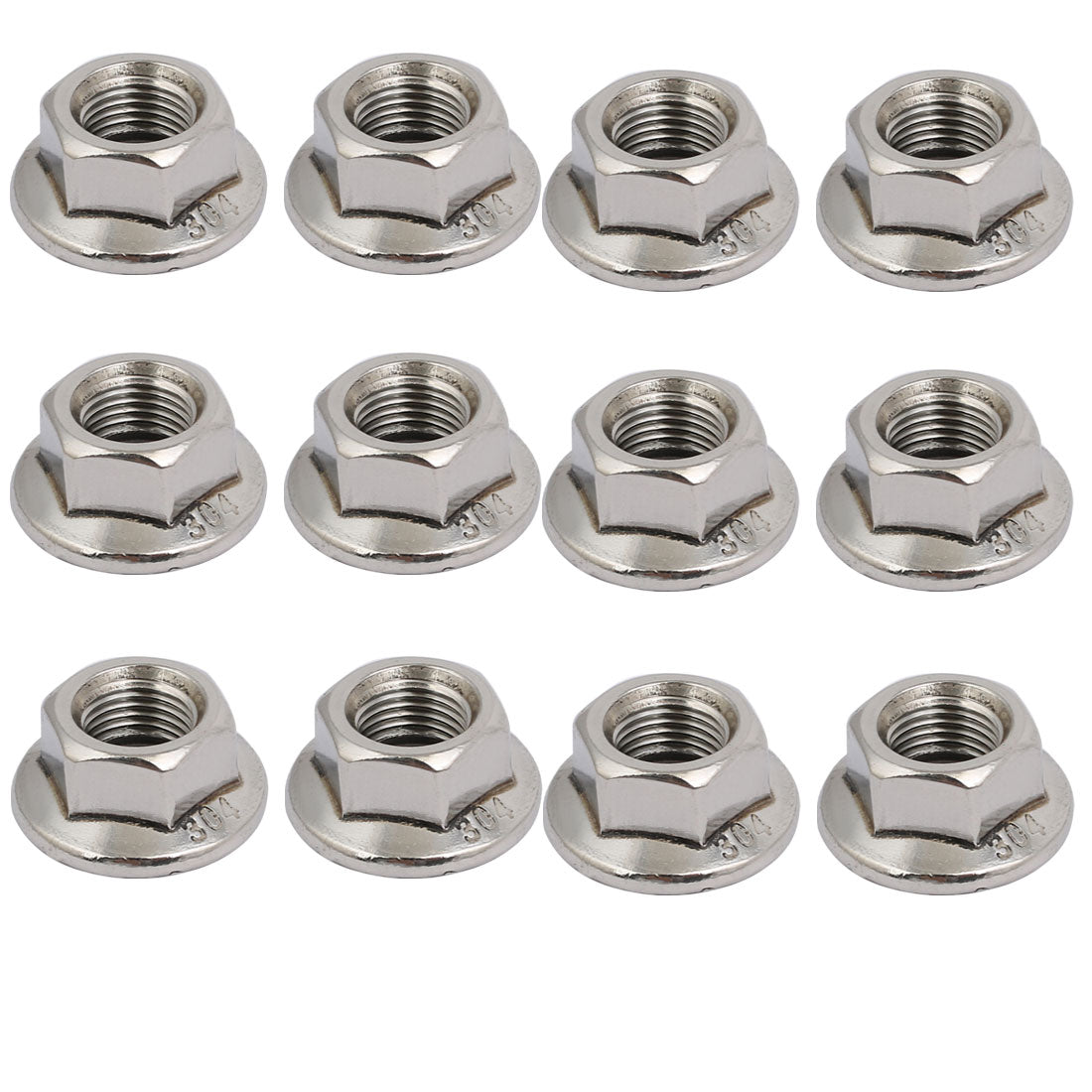 uxcell Uxcell 12pcs M10 x 1.25mm Pitch Metric Fine Thread 304 Stainless Steel Hex Flange Nut