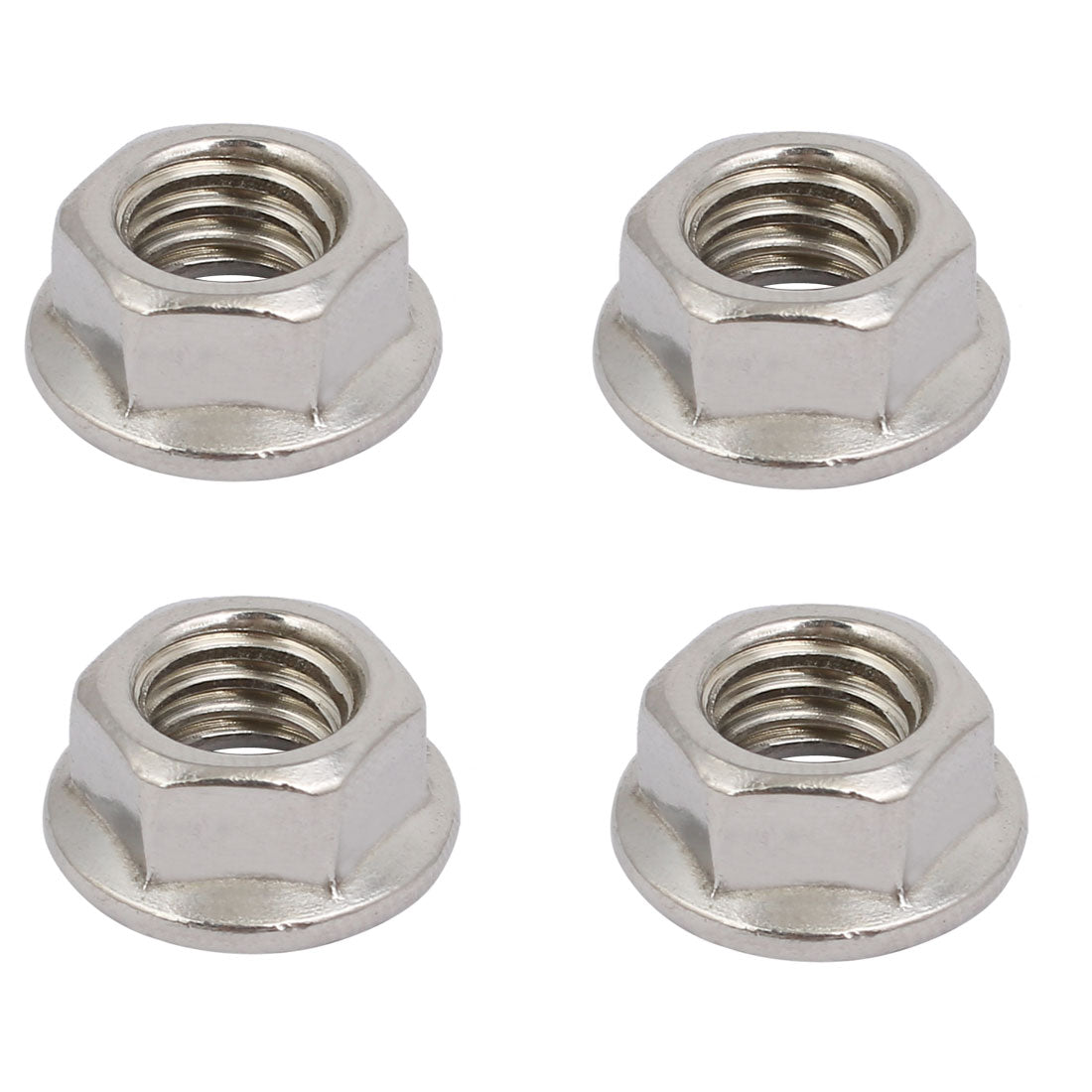 uxcell Uxcell 4pcs 3/8"-16 UNC Thread 304 Stainless Steel Hex Serrated Flange Nut Fastener