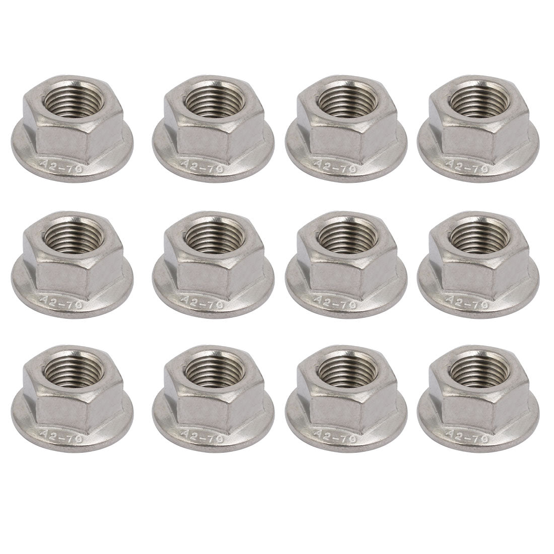 uxcell Uxcell 12pcs M12 x 1.25mm Pitch Metric Fine Thread 304 Stainless Steel Hex Flange Nut