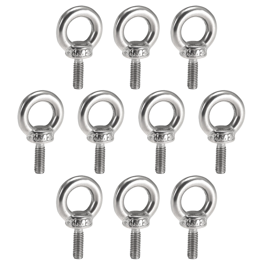 uxcell Uxcell 10 Pcs M3x9mm Thread 7mm Inside Dia 14mm Outside Dia 304 Stainless Steel Lifting Eye Bolt