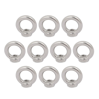 Harfington Uxcell M5 Female Thread 304 Stainless Steel Ring Shaped Lifting Eye Nut 10pcs