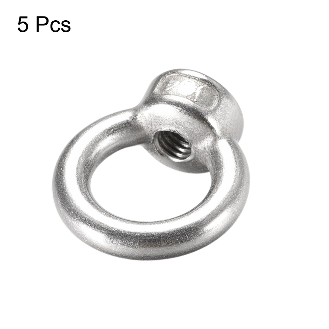 uxcell Uxcell M6 Female Thread 304 Stainless Steel Ring Shaped Lifting Eye Nut 5pcs
