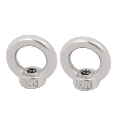 Harfington Uxcell M8 Female Thread 316 Stainless Steel Ring Shaped Lifting Eye Nut 2pcs