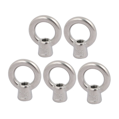 Harfington Uxcell M6 Thread 304 Stainless Steel Japanese Style Ring Shaped Lifting Eye Nut 5pcs