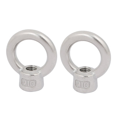 Harfington Uxcell M10 Thread 304 Stainless Steel Japanese Style Ring Shaped Lifting Eye Nut 2pcs