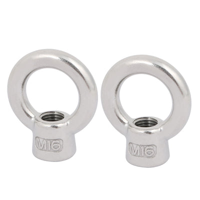 Harfington Uxcell M16 Thread 304 Stainless Steel Japanese Style Ring Shaped Lifting Eye Nut 2pcs