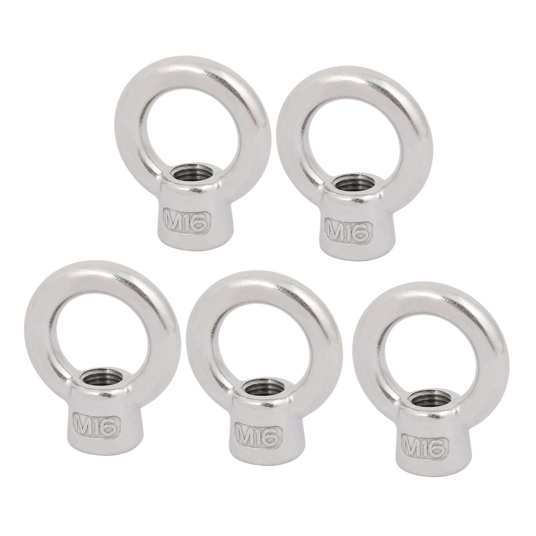 uxcell Uxcell M16 Thread 304 Stainless Steel Japanese Style Ring Shaped Lifting Eye Nut 5pcs
