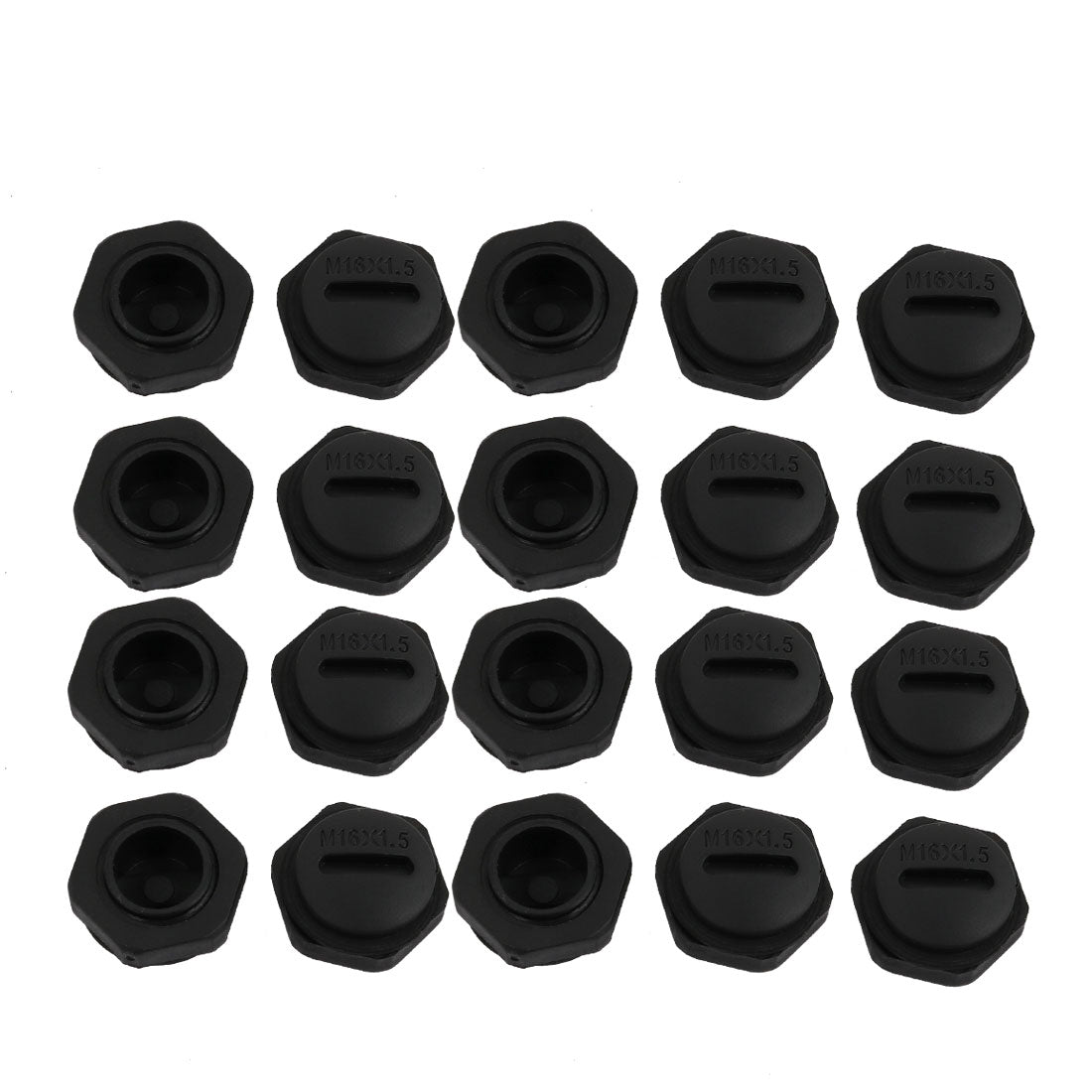 uxcell Uxcell 20pcs M16 x 1.5mm Nylon Male Threaded Cable Gland Cap Round Screw-in Cover Black