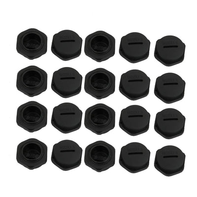 Harfington Uxcell 20pcs M22 x 1.5mm Nylon Male Threaded Cable Gland Cap Round Screw-in Cover Black
