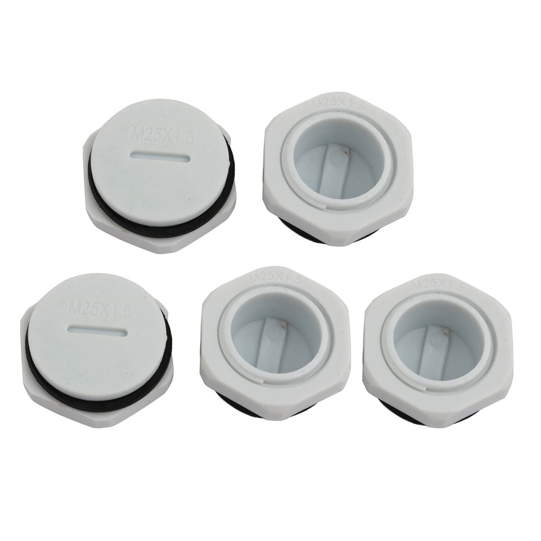 uxcell Uxcell 5pcs GLW-M25 Nylon Threaded Cable Gland Cap Round Screw-in Cover Gray w Washer