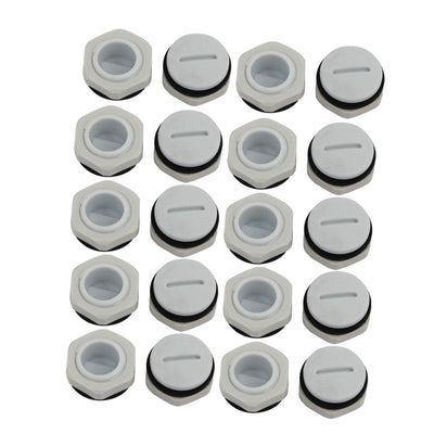 Harfington Uxcell 20pcs GLW-PG11 Nylon Threaded Cable Gland Cap Round Screw-in Cover Gray w Washer