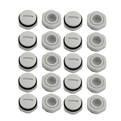 Harfington Uxcell 20pcs GLW-PG9 Nylon Threaded Cable Gland Cap Round Screw-in Cover Gray w Washer