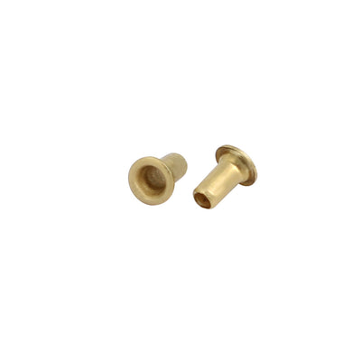 Harfington Uxcell 1000pcs M1.3x2.5mm Brass Plated Metal Hollow Eyelets Rivets Gold Tone