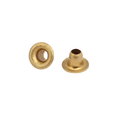 Harfington Uxcell 100pcs M2x2mm Brass Plated Metal Hollow Eyelets Rivets Gold Tone