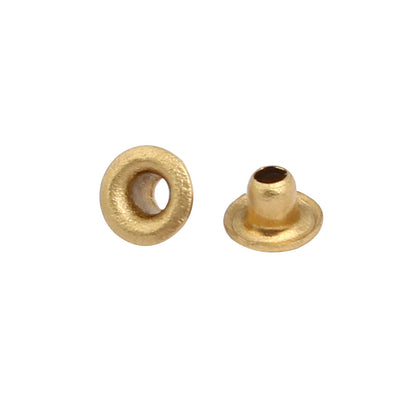 Harfington Uxcell 500pcs M2x2mm Brass Plated Metal Hollow Eyelets Rivets Gold Tone