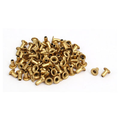 uxcell Uxcell 100pcs M2x4mm Brass Plated Metal Hollow Eyelets Rivets Gold Tone