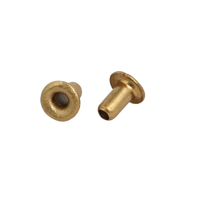 Harfington Uxcell 500pcs M2x4mm Brass Plated Metal Hollow Eyelets Rivets Gold Tone