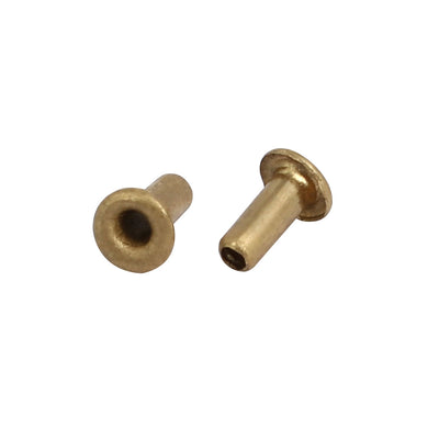 Harfington Uxcell 100pcs M2x5mm Brass Plated Metal Hollow Eyelets Rivets Gold Tone
