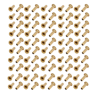 Harfington Uxcell 100pcs M2.3 x 7mm Brass Plated Metal Hollow Eyelets Rivets Gold Tone