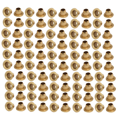 Harfington Uxcell 100pcs M2.5 x 2.5mm Brass Plated Metal Hollow Eyelets Rivets Gold Tone