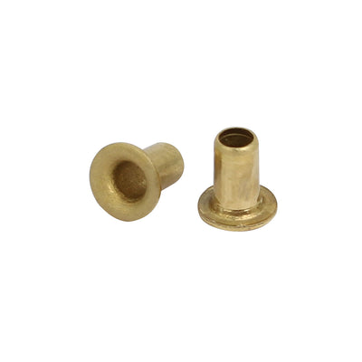 Harfington Uxcell 100pcs M2.5 x 4mm Brass Plated Metal Hollow Eyelets Rivets Gold Tone