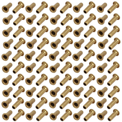Harfington Uxcell 100pcs M2.5 x 7mm Brass Plated Metal Hollow Eyelets Rivets Gold Tone