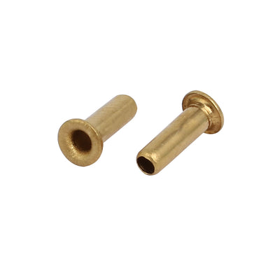 Harfington Uxcell 100pcs M2.5 x 8mm Brass Plated Metal Hollow Eyelets Rivets Gold Tone