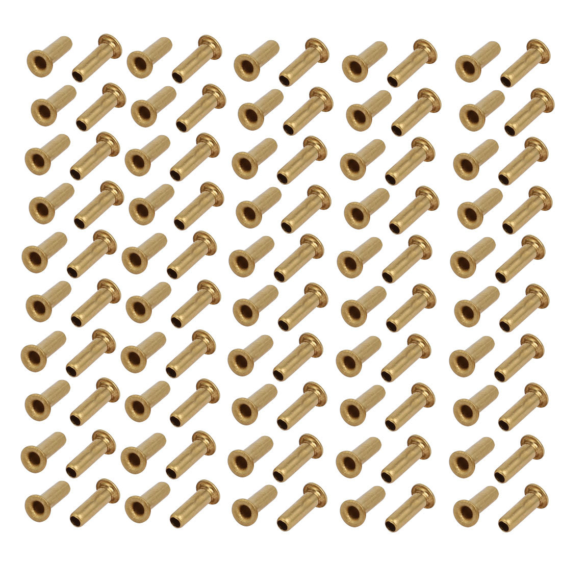 uxcell Uxcell 100pcs M2.5 x 8mm Brass Plated Metal Hollow Eyelets Rivets Gold Tone