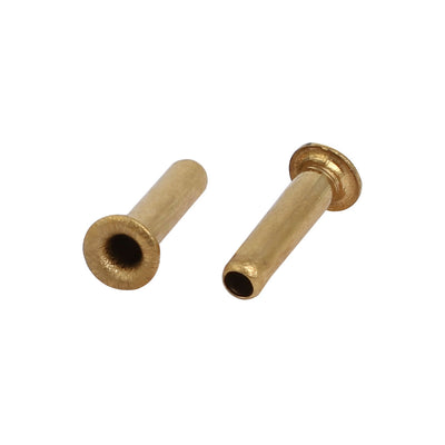 Harfington Uxcell 100pcs M2.5 x 10mm Brass Plated Metal Hollow Eyelets Rivets Gold Tone