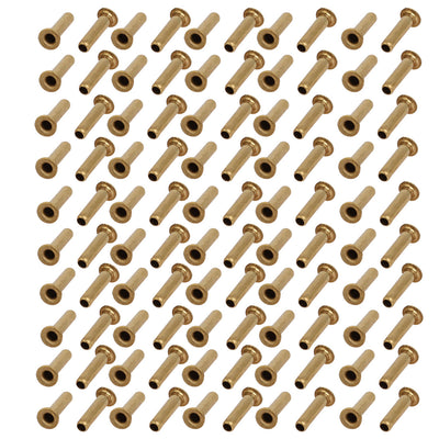 Harfington Uxcell 100pcs M2.5 x 10mm Brass Plated Metal Hollow Eyelets Rivets Gold Tone