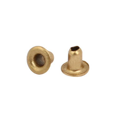 Harfington Uxcell 500pcs M2x3mm Brass Plated Metal Hollow Eyelets Rivets Gold Tone