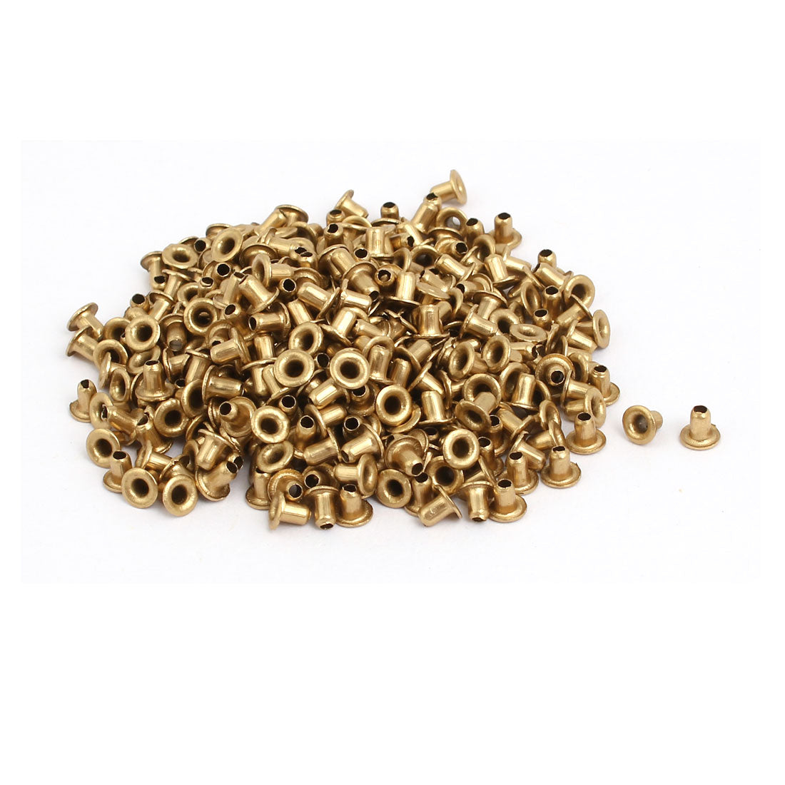 uxcell Uxcell 500pcs M2x3mm Brass Plated Metal Hollow Eyelets Rivets Gold Tone