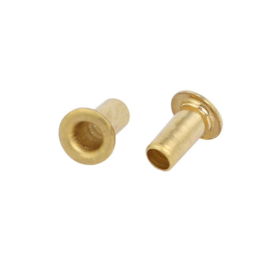 Harfington Uxcell 100pcs M3 x 6mm Brass Plated Metal Hollow Eyelets Rivets Gold Tone