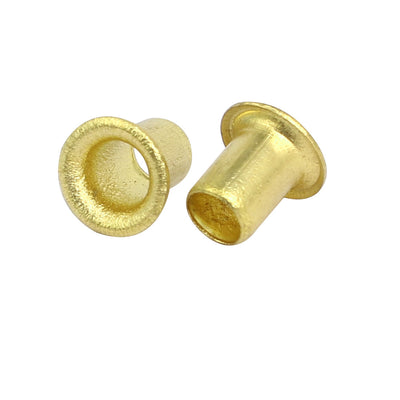 Harfington Uxcell 100pcs M5 x 7mm Brass Plated Metal Hollow Eyelets Rivets Gold Tone