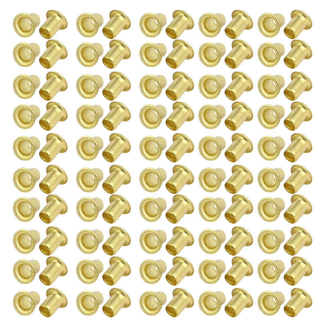 uxcell Uxcell 100pcs M5 x 7mm Brass Plated Metal Hollow Eyelets Rivets Gold Tone