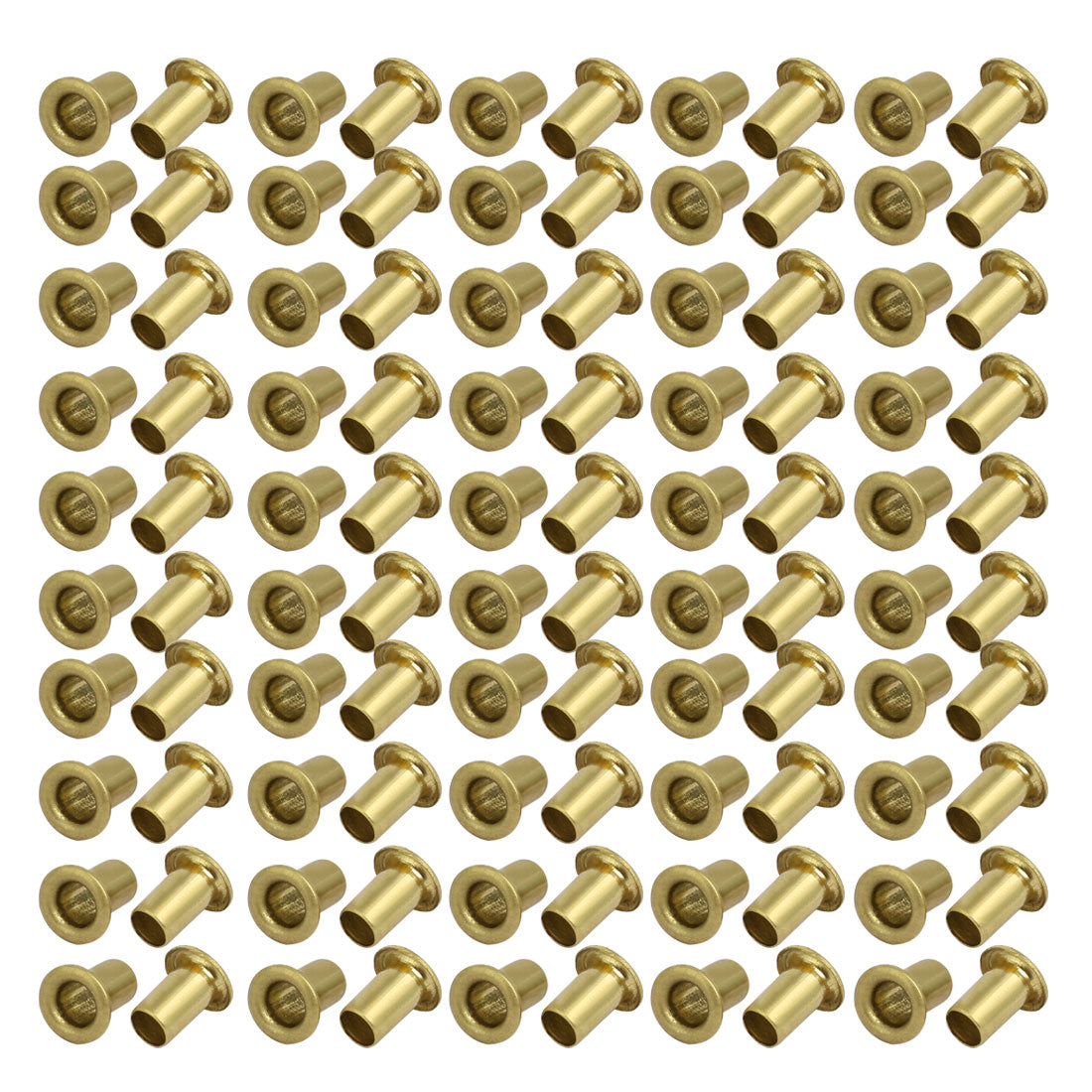 uxcell Uxcell 100pcs M5 x 8mm Brass Plated Metal Hollow Eyelets Rivets Gold Tone