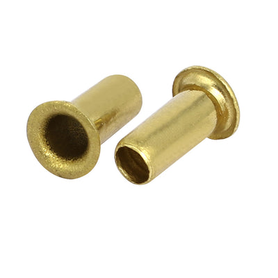 Harfington Uxcell 100pcs M5 x 12mm Brass Plated Metal Hollow Eyelets Rivets Gold Tone