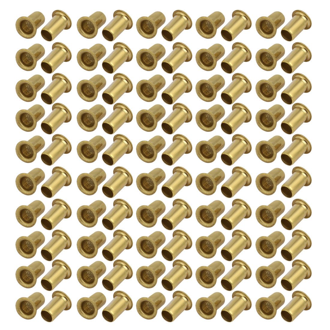uxcell Uxcell 100pcs M6 x 10mm Brass Plated Metal Hollow Eyelets Rivets Gold Tone