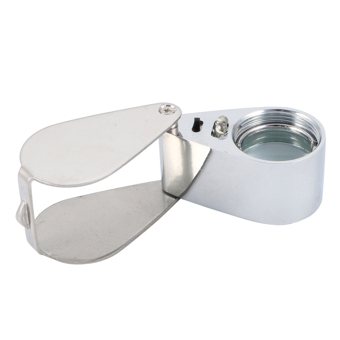 uxcell Uxcell Mini Portable Folding Loupe Metal Magnifier Magnifying Eye Glass Lens 30X w LED Light