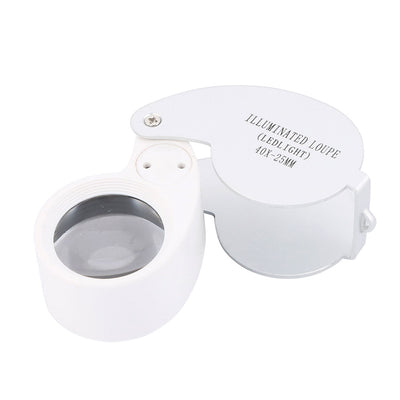 Harfington Uxcell Mini Portable Folding Loupe Metal Magnifier Magnifying Eye Glass Lens 40X w LED Light